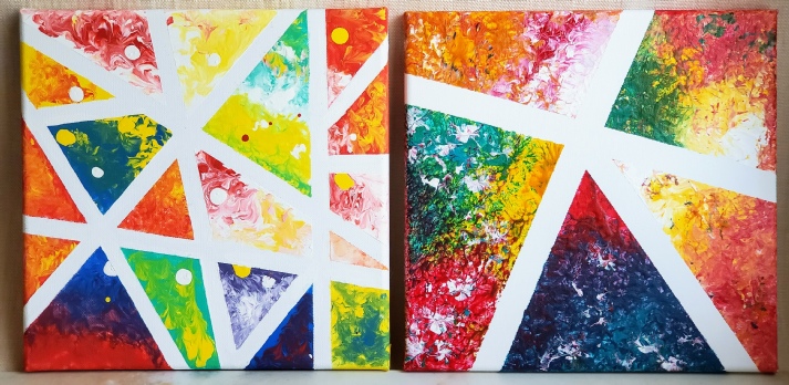 Abstract Tape Resist Painting on Canvas Workshop