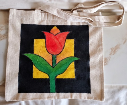 Tulip Painting on Tote Bag, Kulina Folk Art