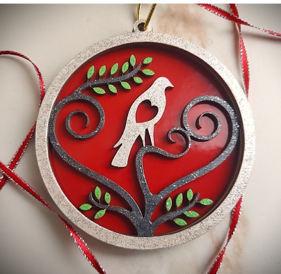 Bird with Heart Layered Ornament Workshop
